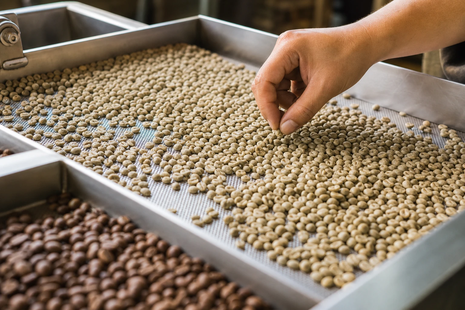 sorting coffee